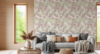 Fruit motif wallpaper along a living -dining area, faded pineapples GD12348