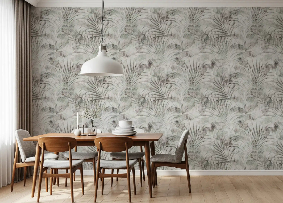 Matte finish keeps Muted Tropical Foliage wallpaper flat with no glare GD12351