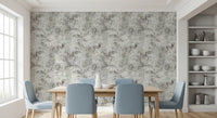 Washed greenery wraps a cosy dining room in Muted Foliage wallpaper tones GD12351