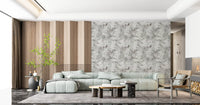 Palm leaves spread over a relaxed lounge with Muted Tropical Foliage wallpaper GD12351