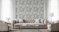 Chalky off-white ground lets Muted Foliage wallpaper feel light and calm GD12351