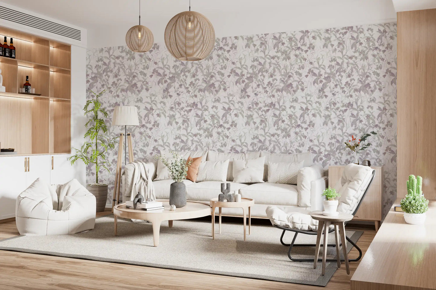 Serene Watercolor Botanical Trail Wallpaper⁠