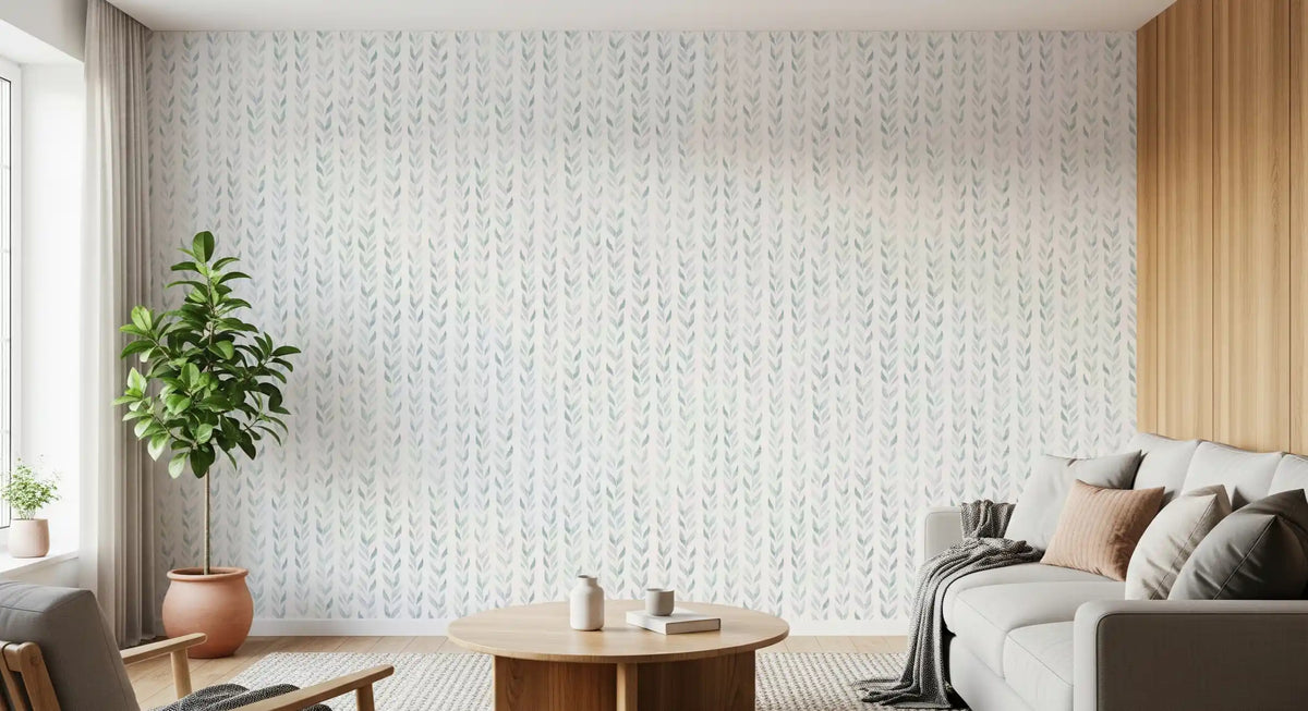 Subtle Vertical Leaf wallpaper lifts a narrow entryway and hallway GD12359