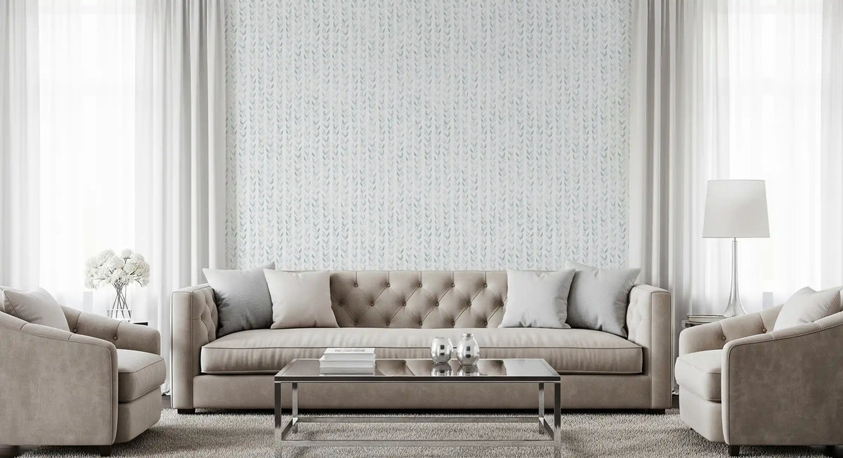 Striped leaf vines run straight up the Vertical Leaf wallpaper GD12359