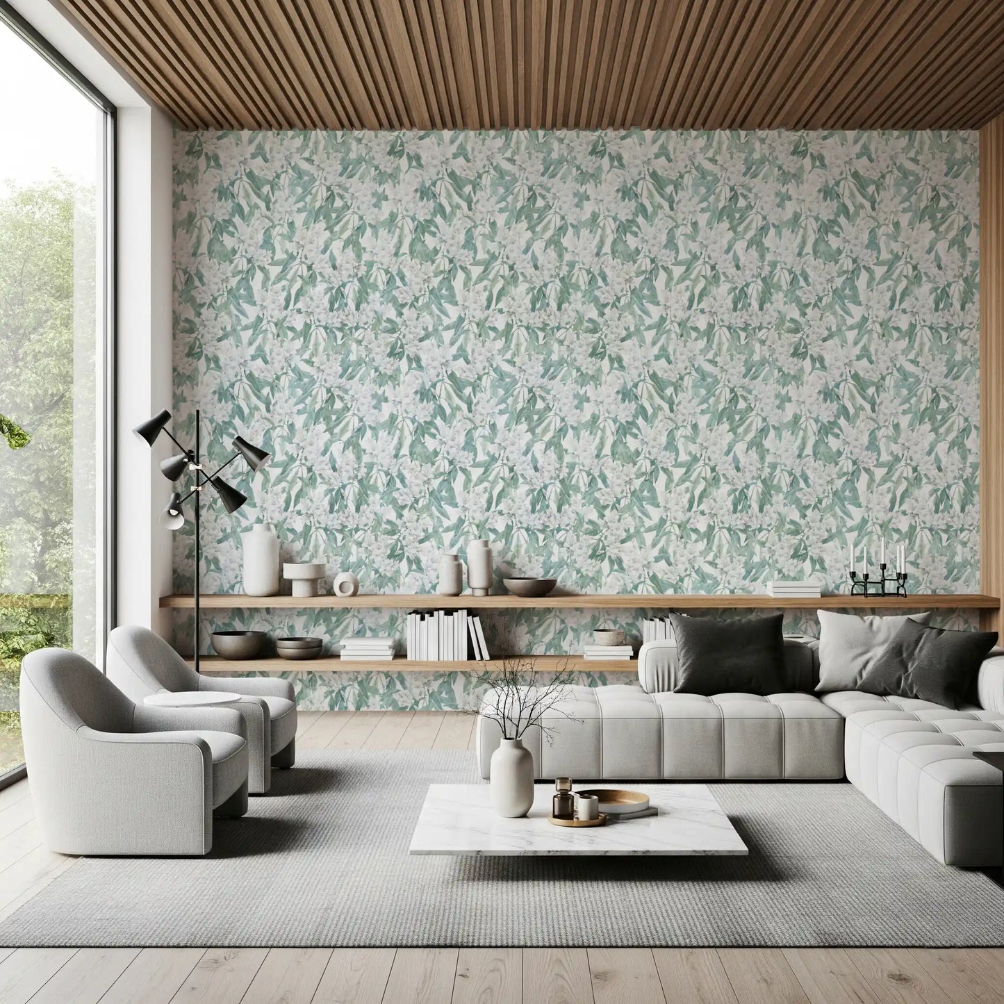 Minimalist Garden Leaf Trail Wallpaper⁠
