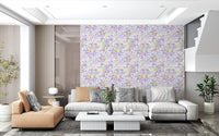 Whimsical florals liven a living room in the Wildflower Garden wallpaper GD12363