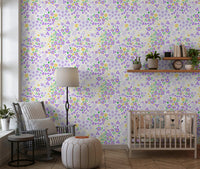 Little purple and yellow flowers pack the Whimsical Wildflower wallpaper GD12363