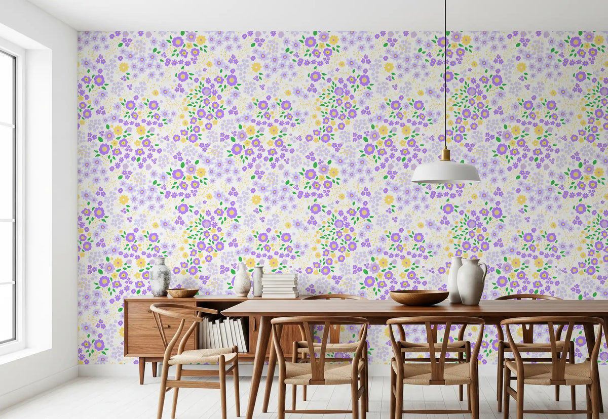 Rounded petals give the Wildflower wallpaper a playful, simple look GD12363