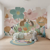 Meadow Friends and Garden Blooms Wall Mural