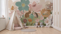 Meadow Friends and Garden Blooms Wall Mural