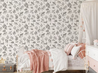 Monochrome Enchanted Forest Creatures Wallpaper⁠