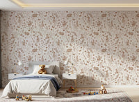Rustic Woodland Rabbit Meadow Wallpaper⁠