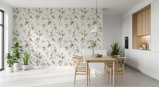 Enchanted Floral Meadow with Fairies Wallpaper⁠