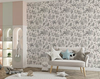 Rustic Forest Friends Botanical Sketch Wallpaper⁠