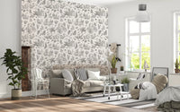 Rustic Forest Friends Botanical Sketch Wallpaper⁠