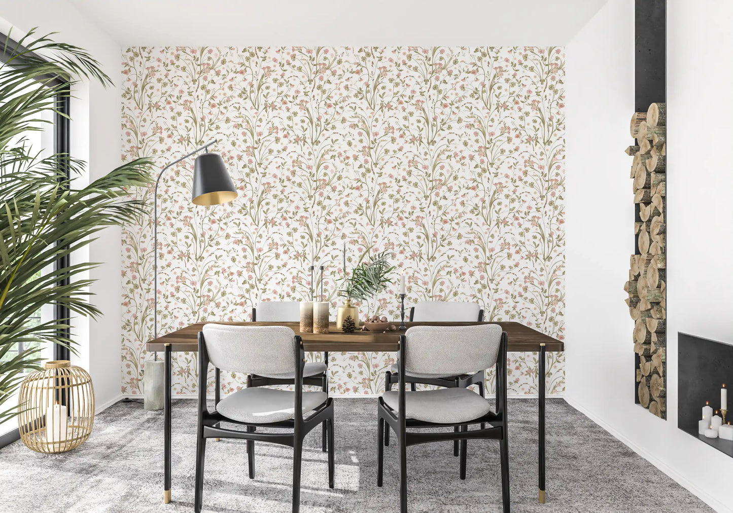 Meadow Wildflower Botanical Illustration Wallpaper⁠