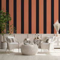 Burnt Orange and Charcoal Vertical Stripes Wallpaper⁠