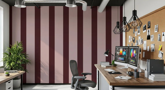 Minimalist Taupe and Chocolate Stripe Wallpaper⁠