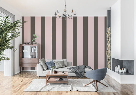 Mocha and Blush Striped Pattern Wallpaper⁠