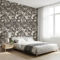 Monochrome Liquid Marble Swirl Wallpaper⁠