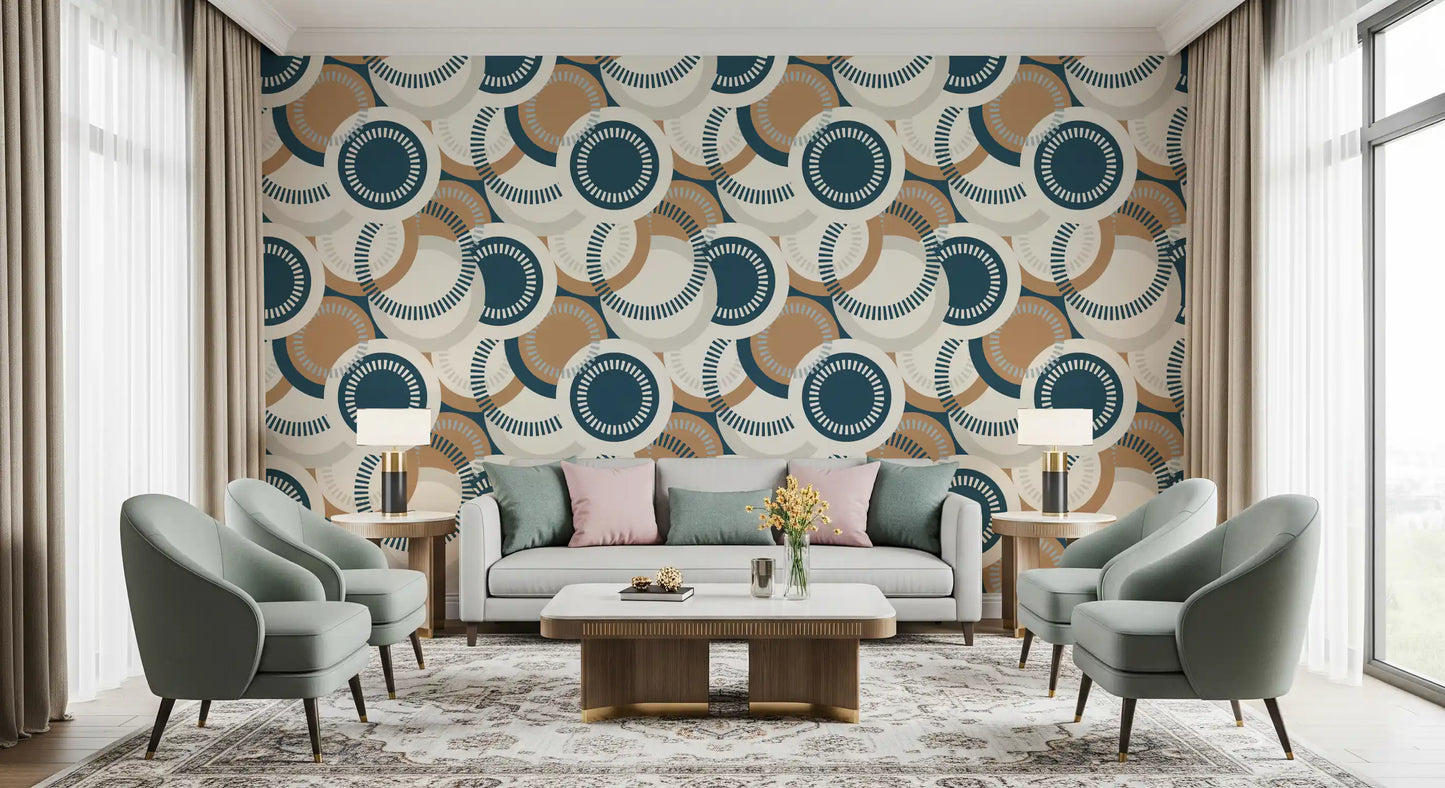 Modernist Circular Mosaic Wallpaper⁠
