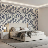 Indigo Fluid Lines Wallpaper⁠