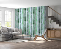 Verdant Watercolor Vertical Stripes Wallpaper⁠
