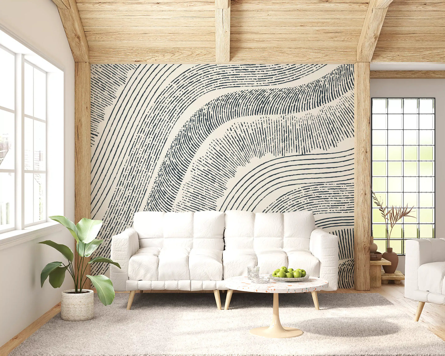 Charcoal Rippled Texture Design Wall Mural