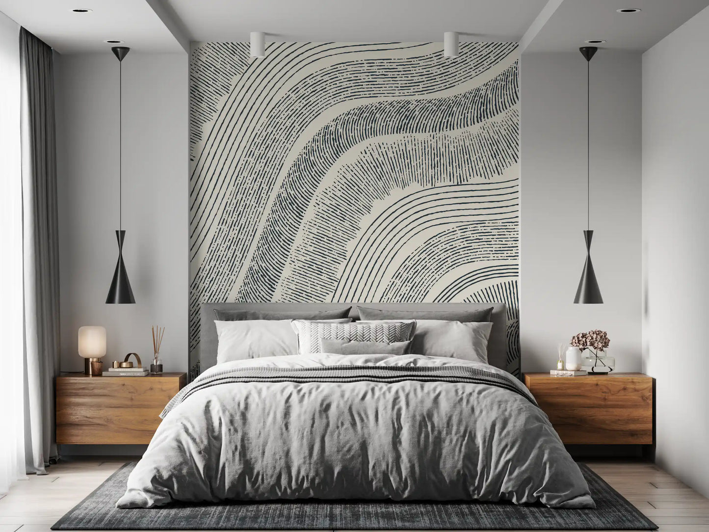 Charcoal Rippled Texture Design Wall Mural