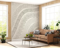 Minimalist Flowing Line Etching Wall Mural