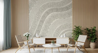Minimalist Flowing Line Etching Wall Mural