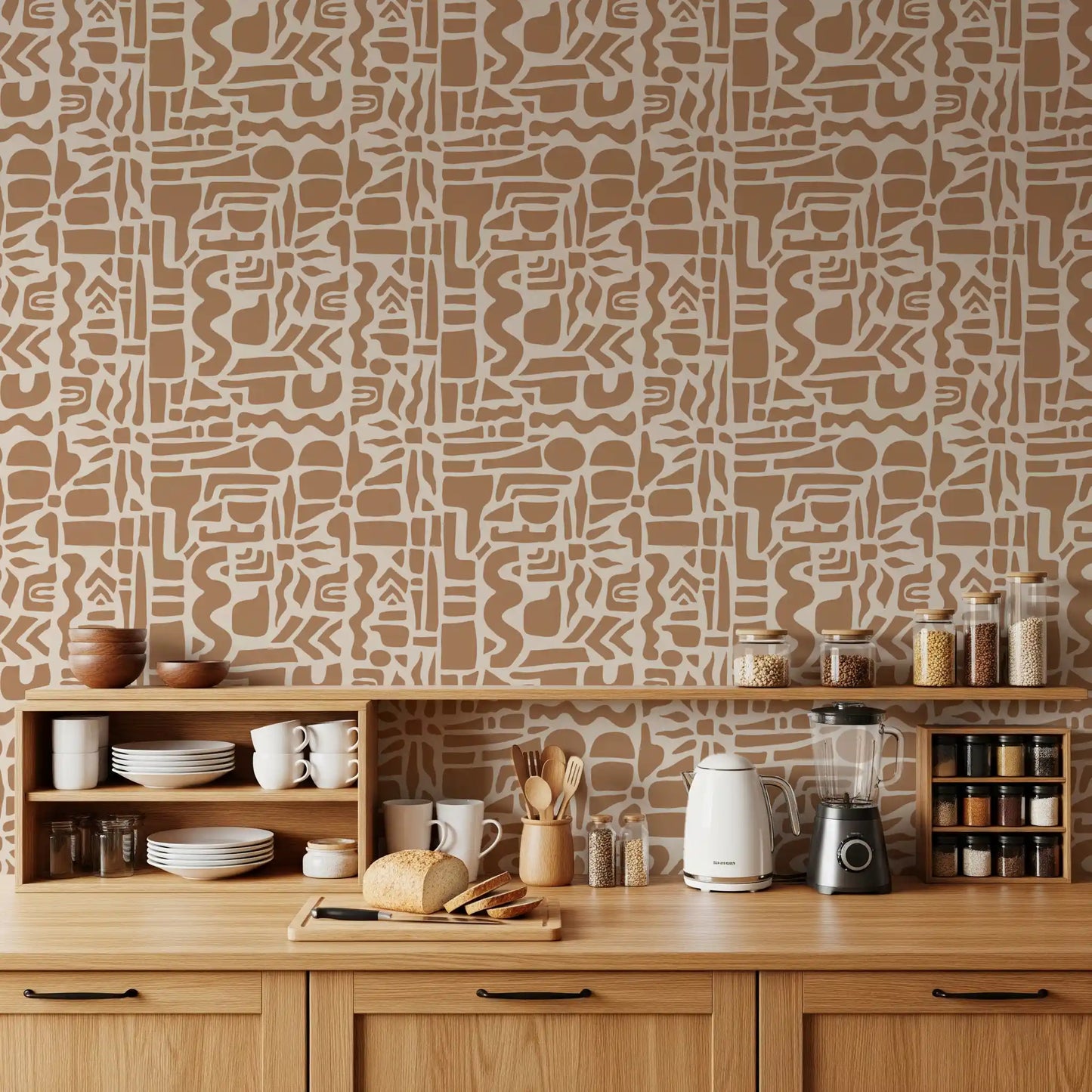 Abstract Earth Toned Shapes Wallpaper⁠