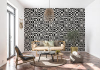 Abstract Ink Grid Mural Wallpaper⁠