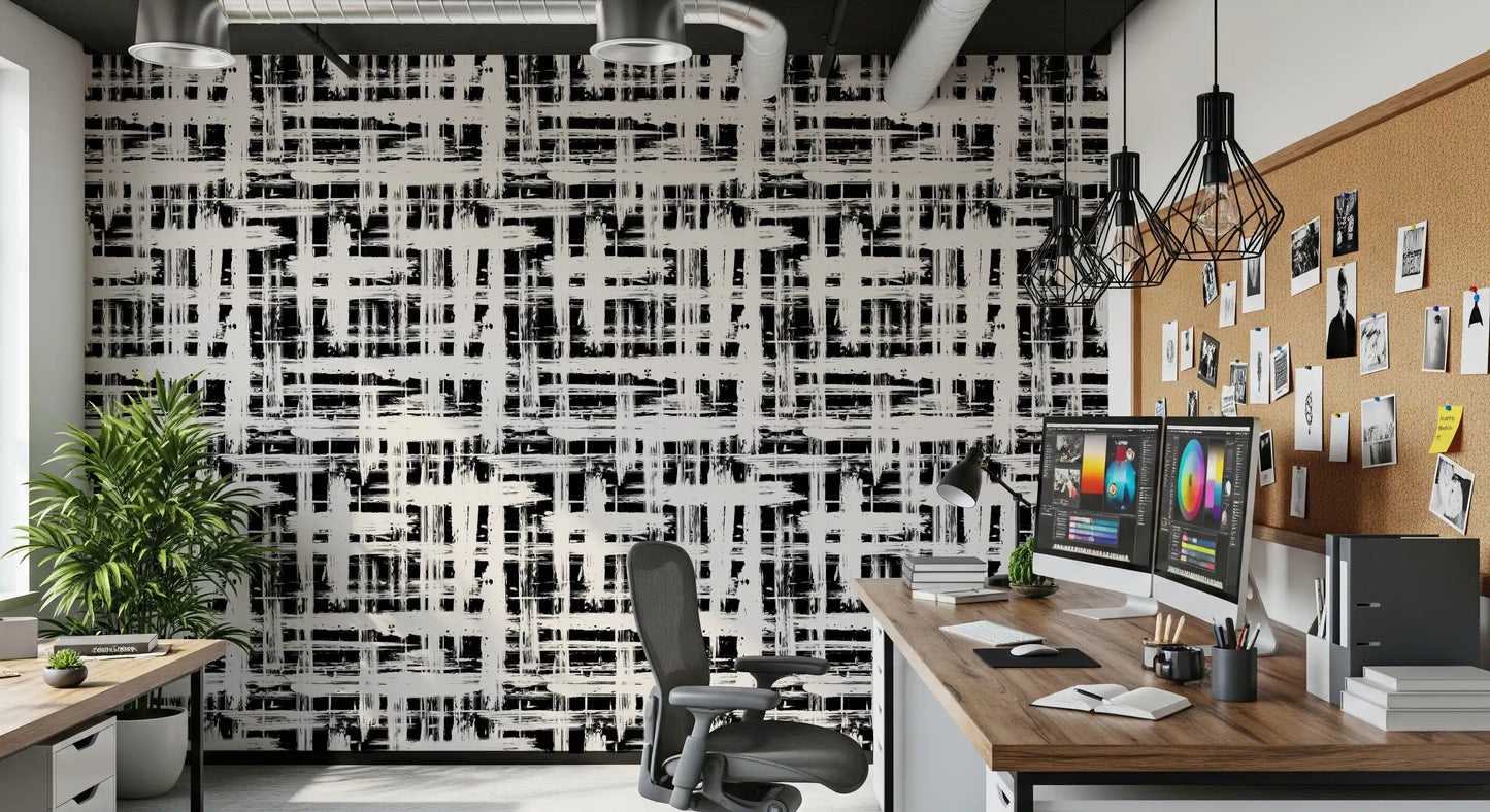 Monochrome Crosshatch Texture Wallpaper⁠