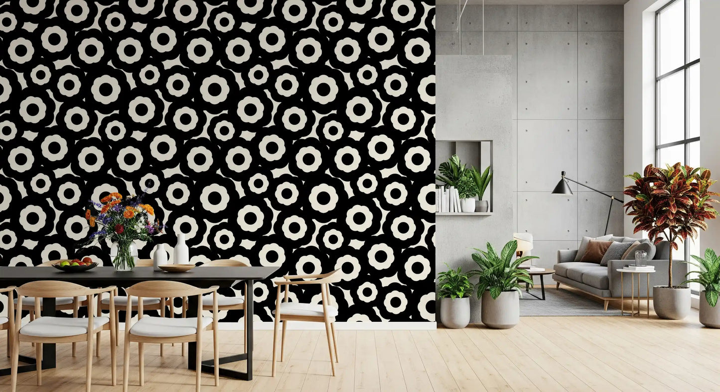 Modernist Flower Repeat Pattern Wallpaper⁠