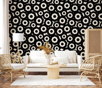 Modernist Flower Repeat Pattern Wallpaper⁠