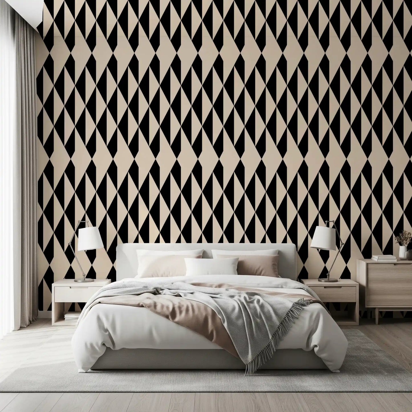 Monochrome Geometric Diamonds Wallpaper⁠