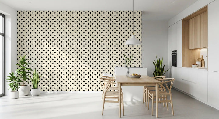 Minimalist Black and Cream Diamond Grid Wallpaper⁠