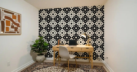 Graphic Starburst Geometric Motif Wallpaper⁠