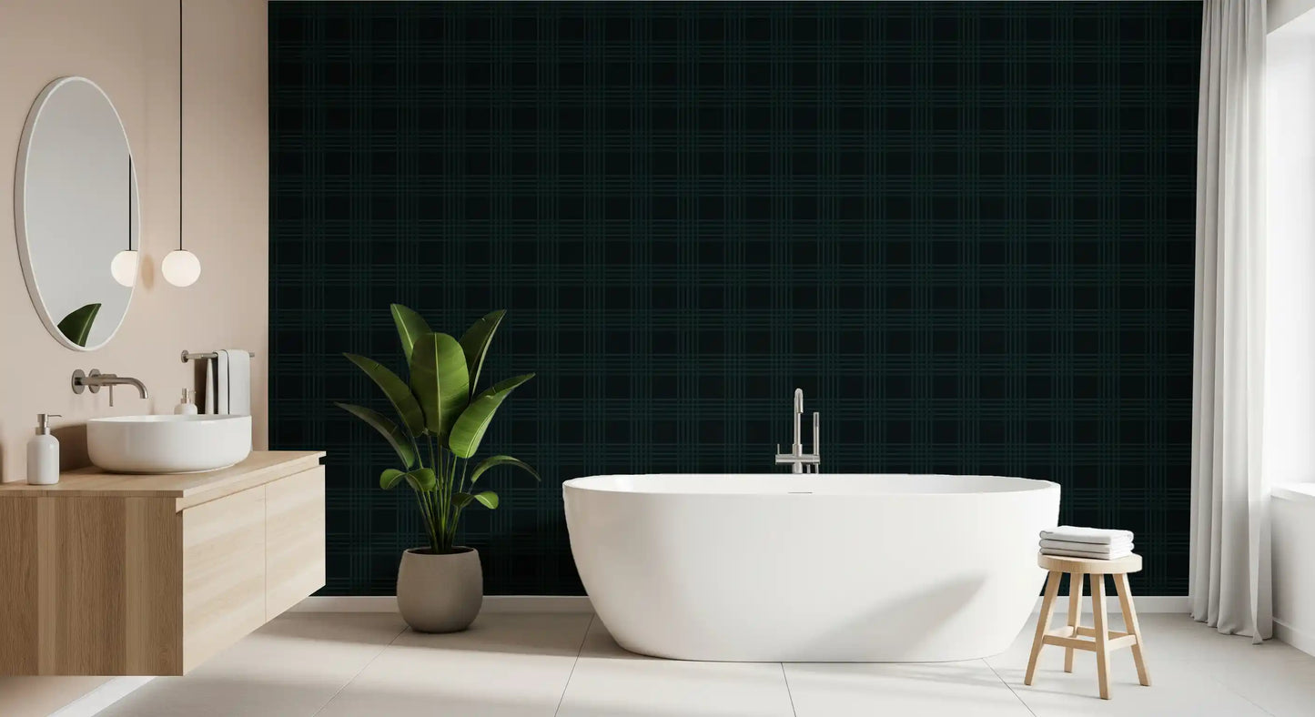 Dark Green Midnight Grid Wallpaper⁠