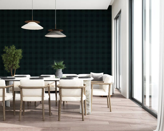 Dark Green Midnight Grid Wallpaper⁠