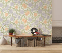 Blush and Periwinkle Garden Sketch Wallpaper⁠