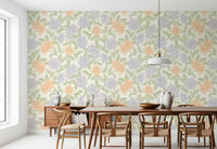 Blush and Periwinkle Garden Sketch Wallpaper⁠