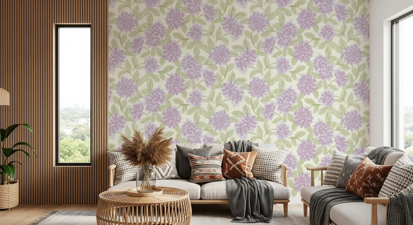 Soft Lavender Bloom Botanical Wallpaper⁠