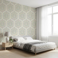Boho Painted - Abstract Mudcloth Hexagons Tribal Geometric Pattern Grandmillennial Wallpaper⁠