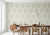 Boho Painted - Abstract Mudcloth Hexagons Tribal Geometric Pattern Grandmillennial Wallpaper⁠