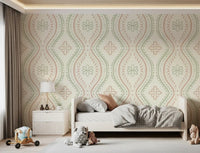 Faded Ogee Damask - Classic Grandmillennial Wallpaper⁠
