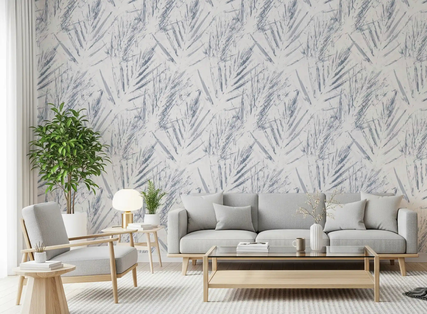 Monochrome Textured Palm Foliage Wallpaper⁠