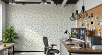 Cream and Sage Leaf Repeat Wallpaper⁠