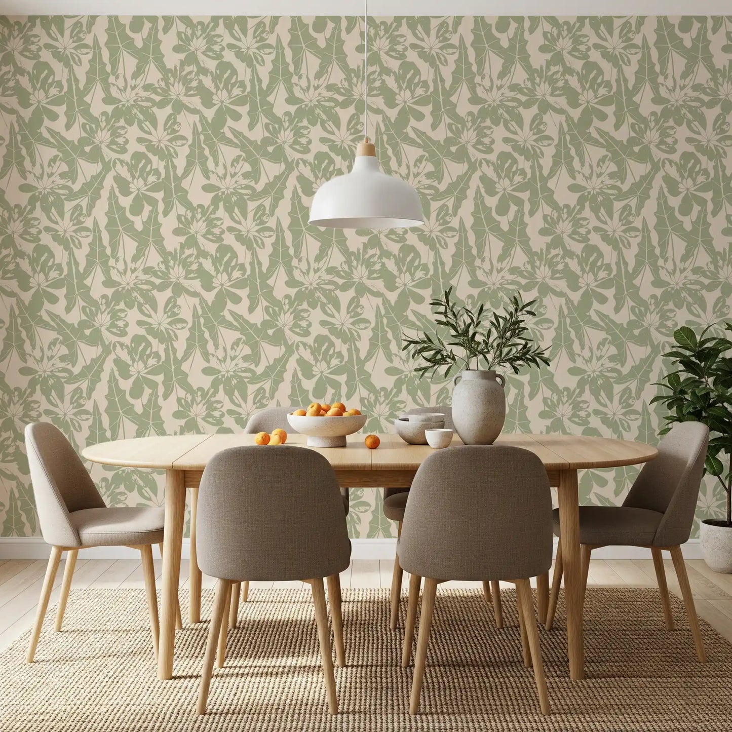 Serene Tropical Foliage Repeat Wallpaper⁠
